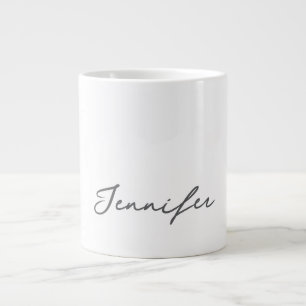 Grande Tasse Nom minimaliste moderne écriture manuscrite blanc