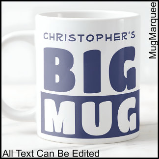 Grande Tasse Nom personnalisé amusant Texte Deux tons Bleu Gros