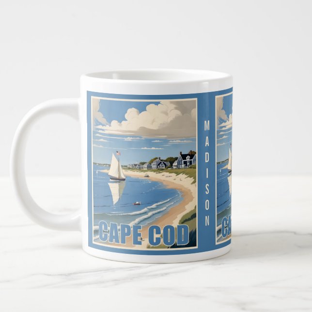 Grande Tasse Nom personnalisé Cape Cod Massachusetts (Gauche)