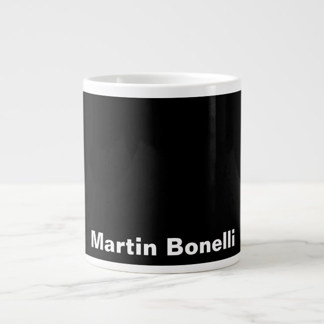 Grande Tasse Nom personnalisé Minimaliste moderne noir blanc (Devant)