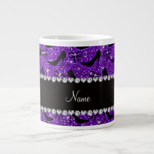 Grande Tasse Nom personnalisé parties scintillant violet noir 