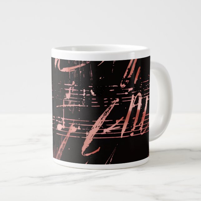Grande Tasse Notes musicales En Jumbo d'or Rose en latte cérami (Devant droit)