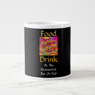 Grande Tasse Nourriture Boisson Au Restaurant Bar Ou Pub Noir