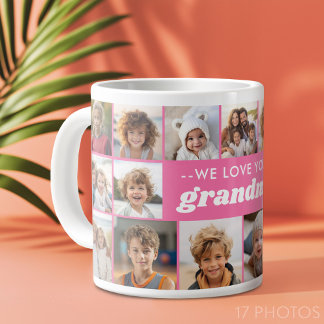Grande Tasse Nous t'aimons grand-mère - 17 Photo Collage