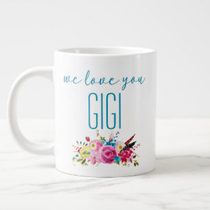 Grande Tasse Nous vous aimons Gigi Floral rose sarcelle
