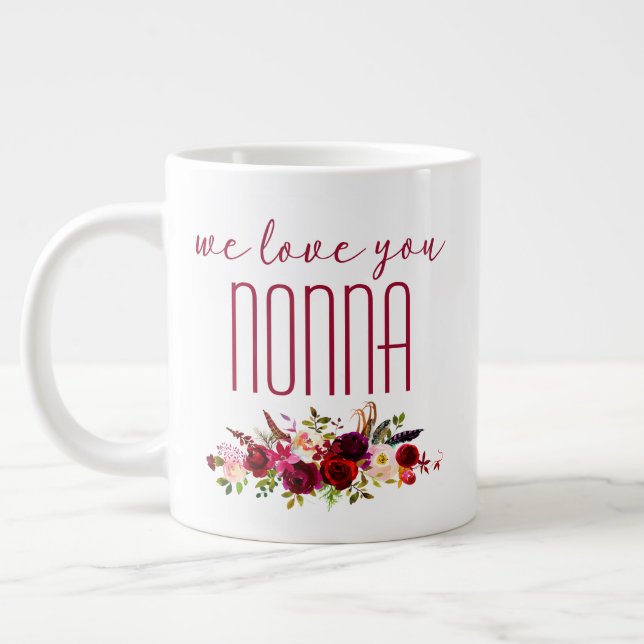 Grande Tasse Nous Vous Aimons Nonna Burgundy Floral (Gauche)