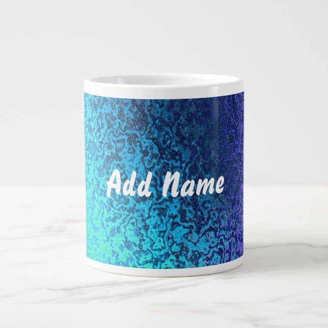 Grande Tasse Nuances de bleu Abstrait Ajouter un nom (Devant)