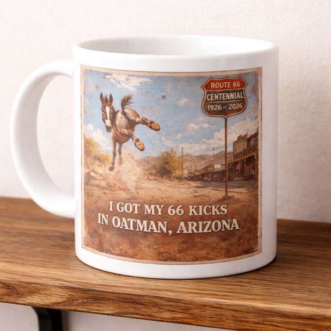 Grande Tasse Œuvre d'art du Centenaire de la Route 66 sur un ân (Créateur téléchargé)