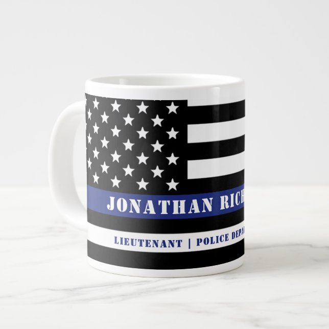 Grande Tasse Officier De Police De Ligne Bleue Mince Départemen (Devant gauche)
