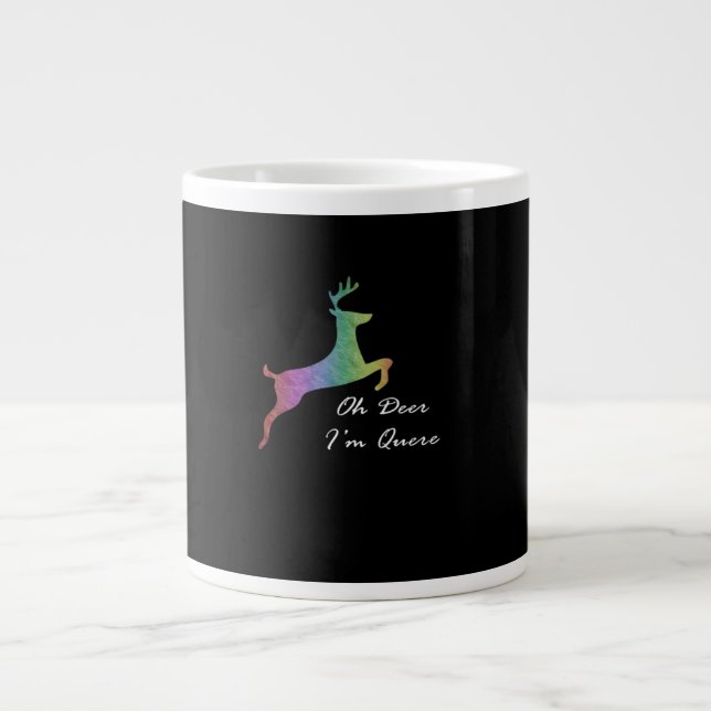 Grande Tasse Oh Deer Queer Funny Pun LGBT Pride Celebration  (Devant)