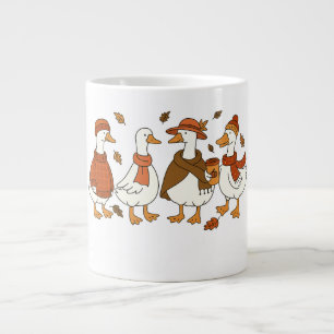 Grande Tasse Oie d'automne cosy - Illustration animale de la sa