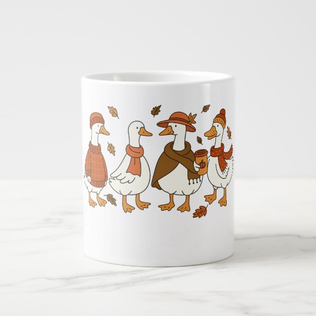 Grande Tasse Oie d'automne cosy - Illustration animale de la sa (Devant)