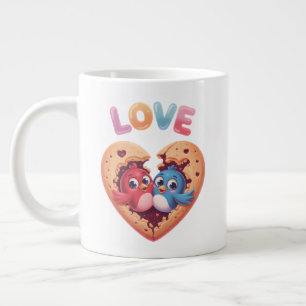 Grande Tasse Oiseaux d'amour mignons dans un biscuit en forme d