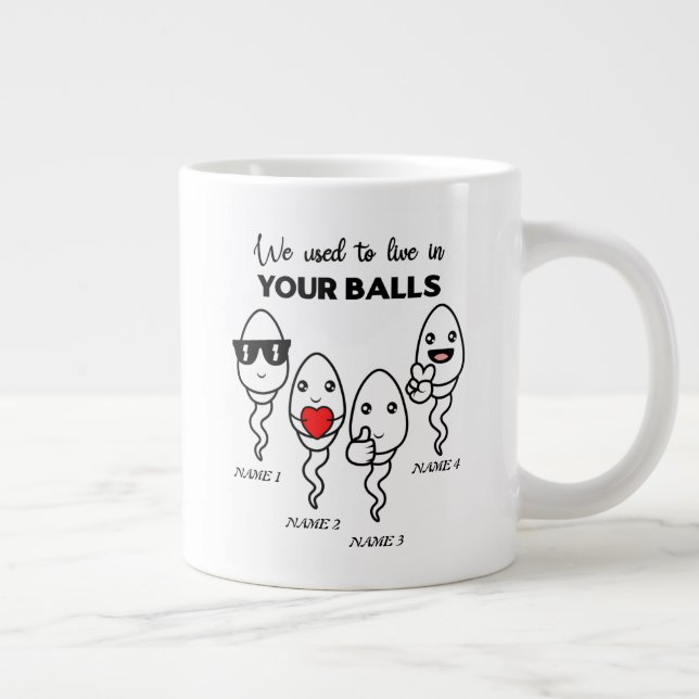 Grande Tasse On Vivait Dans Les Boules, Nom Personnalisé Papa (Droite)