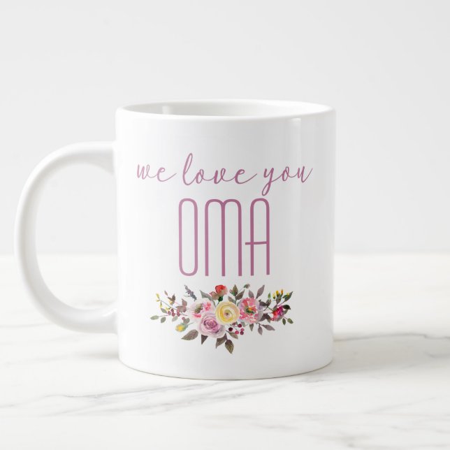 Grande Tasse On Vous Aime Oma Rose Floral (Gauche)