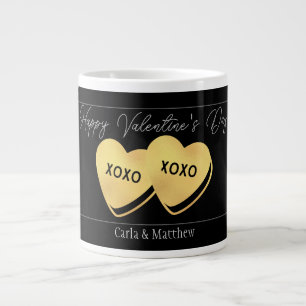 Grande Tasse or noir élégant rose valentine, sucré pour couple