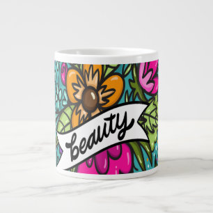Grande Tasse Oreiller de décoration Beauté avec des fleurs