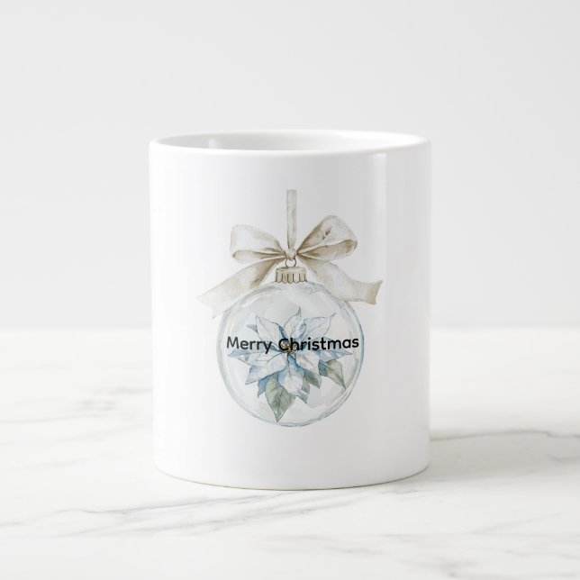 Grande Tasse Ornement de Noël de la caverne blanche bleue (Devant)