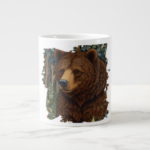 Grande Tasse Ours brun rétro oeuvre boho forêt