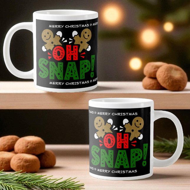 Grande Tasse Pain d'épice serré homme de Noël Musique (Large mug Christmas design template text top and bottom)