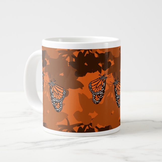 Grande Tasse Paire papillon de monarque de l'Orange foncé (Devant gauche)