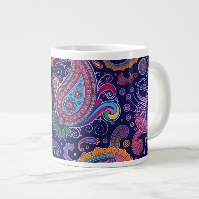 Grande Tasse Paisley violet rose (Devant droit)