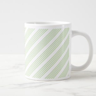 Grande Tasse Pale vert et blanc cinq bandes motif
