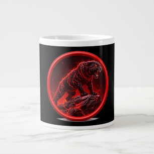 Grande Tasse Panthère noire volcanique perchée sur une roche lu