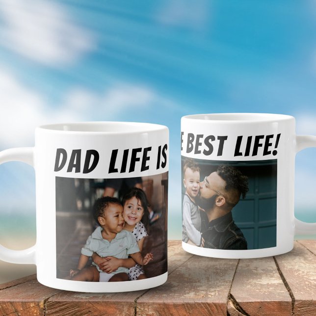 Grande Tasse Papa Life est la meilleure vie 2 Photos Père (Créateur téléchargé)