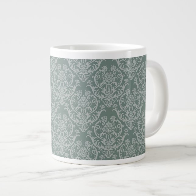 Grande Tasse Papier peint à fleurs vert (Devant droit)