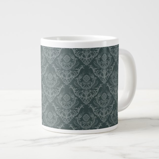 Grande Tasse Papier peint vert damassé vert (Devant droit)