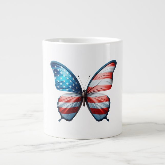 Grande Tasse papillon 4 juillet patriotique américain (Devant)