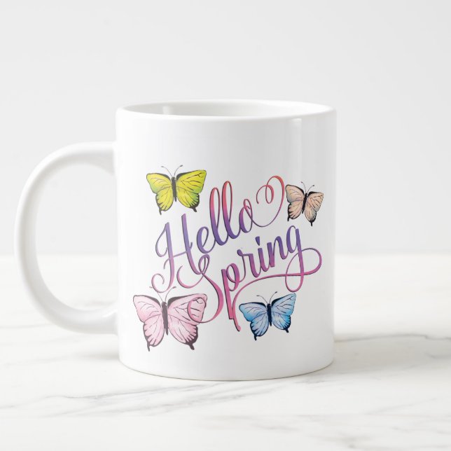 Grande Tasse Papillon Bonjour printemps (Gauche)