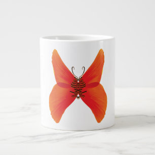 Grande Tasse Papillon rouge orange avec votre nom