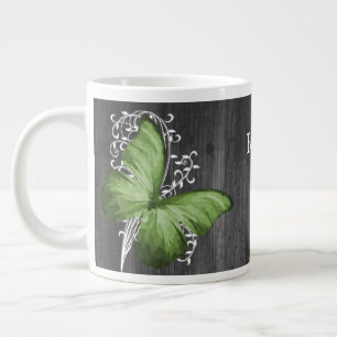 Grande Tasse Papillon rustique vert personnalisé