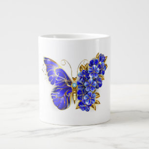 Grande Tasse Papillon saphir à fleurs