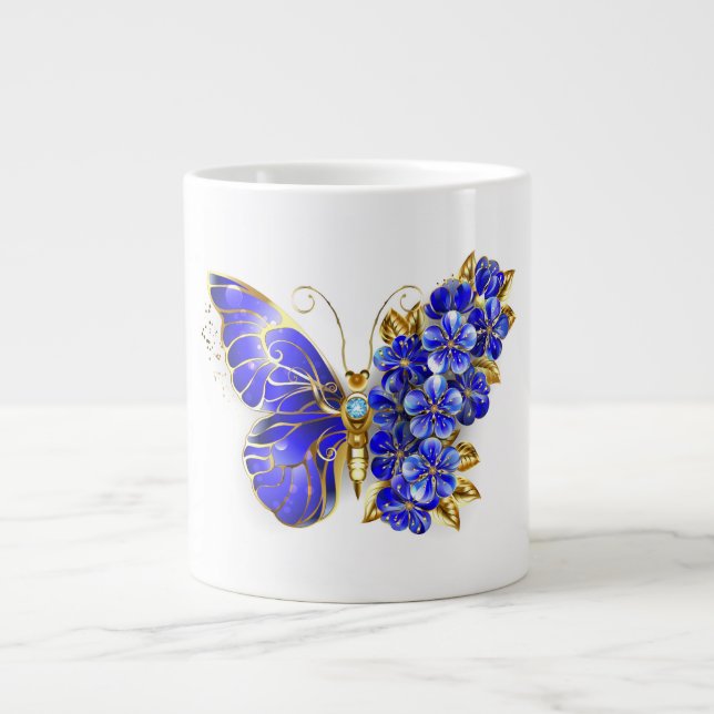 Grande Tasse Papillon saphir à fleurs (Devant)