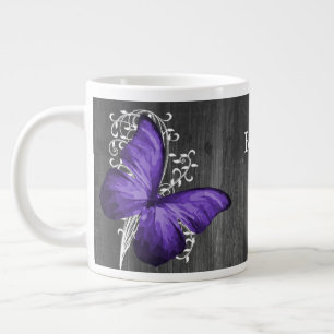 Grande Tasse Papillon violet rustique personnalisé