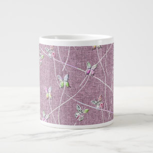 Grande Tasse Papillons à l'aquarelle sur rose poudré