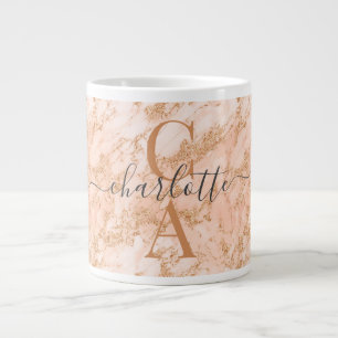 Grande Tasse Parties scintillant en marbre rose clair chic or N