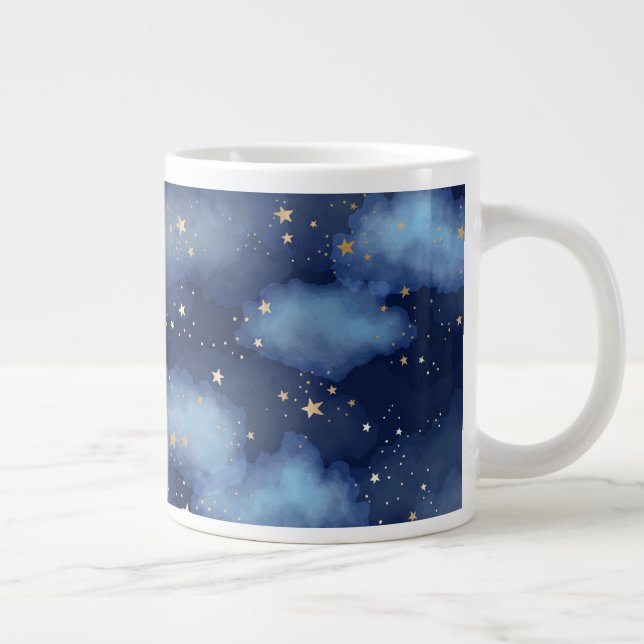 Grande Tasse Parties scintillant Gold Stars Dark Blue Sky Motif (Droite)