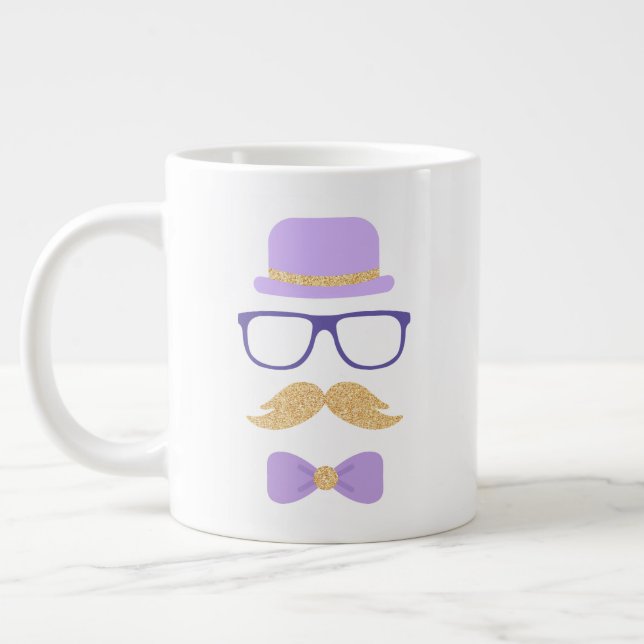 Grande Tasse Parties scintillant mignonne pourpre Mustache Gran (Gauche)