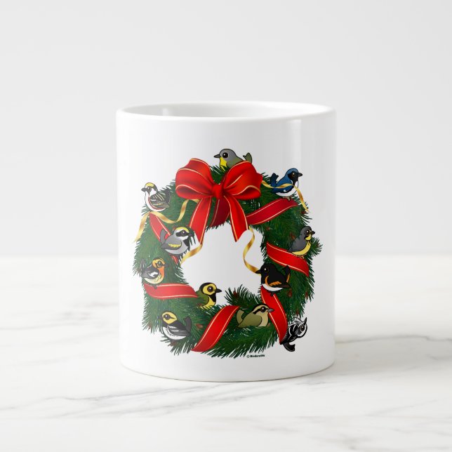Grande Tasse Parulines Birdorées Courbe de Noël (Devant)