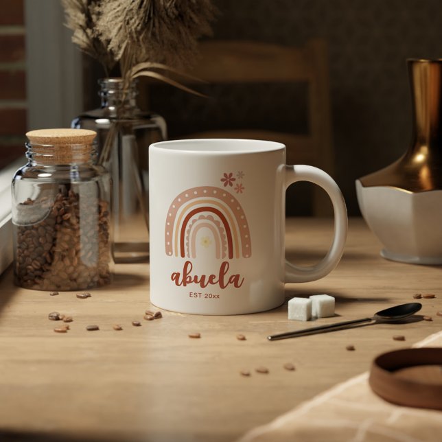 Grande Tasse Pastel Boho Rainbow Abuela Taza de Café Establishm (Créateur téléchargé)