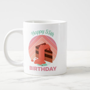 Grande Tasse Pastel Happy 55e anniversaire fêter pièce de gâtea
