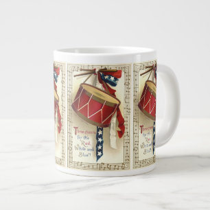 Grande Tasse Patriotique vintage, tambours avec notes de musiqu