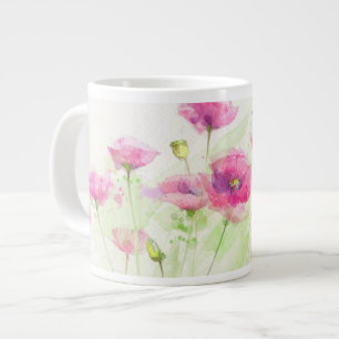 Grande Tasse Pavot à aquarelle peint 3