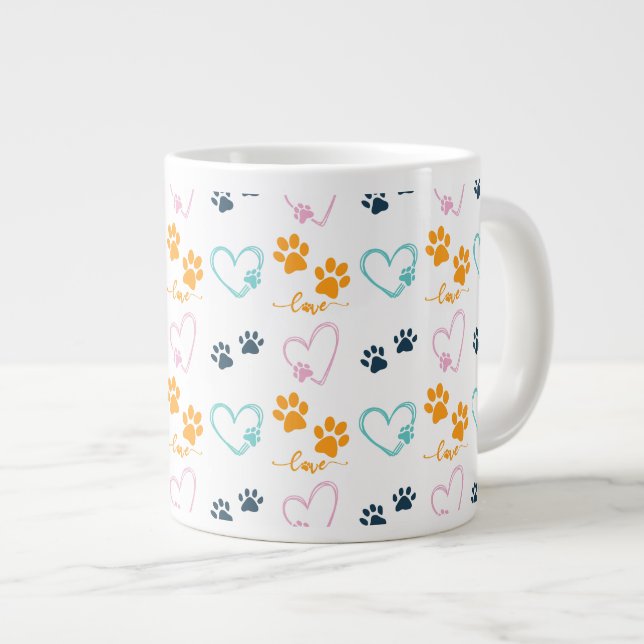 Grande Tasse Paw Prints Cute Dog Lover  (Devant droit)