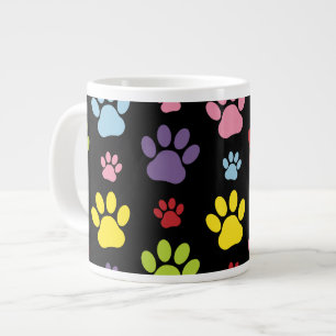 Grande Tasse Paws Colorés, Motif Paw, Empreintes de pattes, Paw