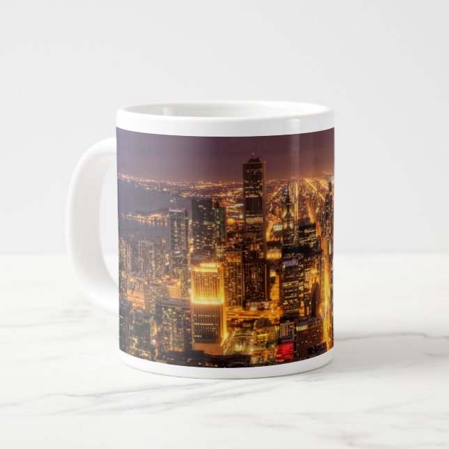 Grande Tasse Paysage urbain de nuit de Chicago (Devant gauche)